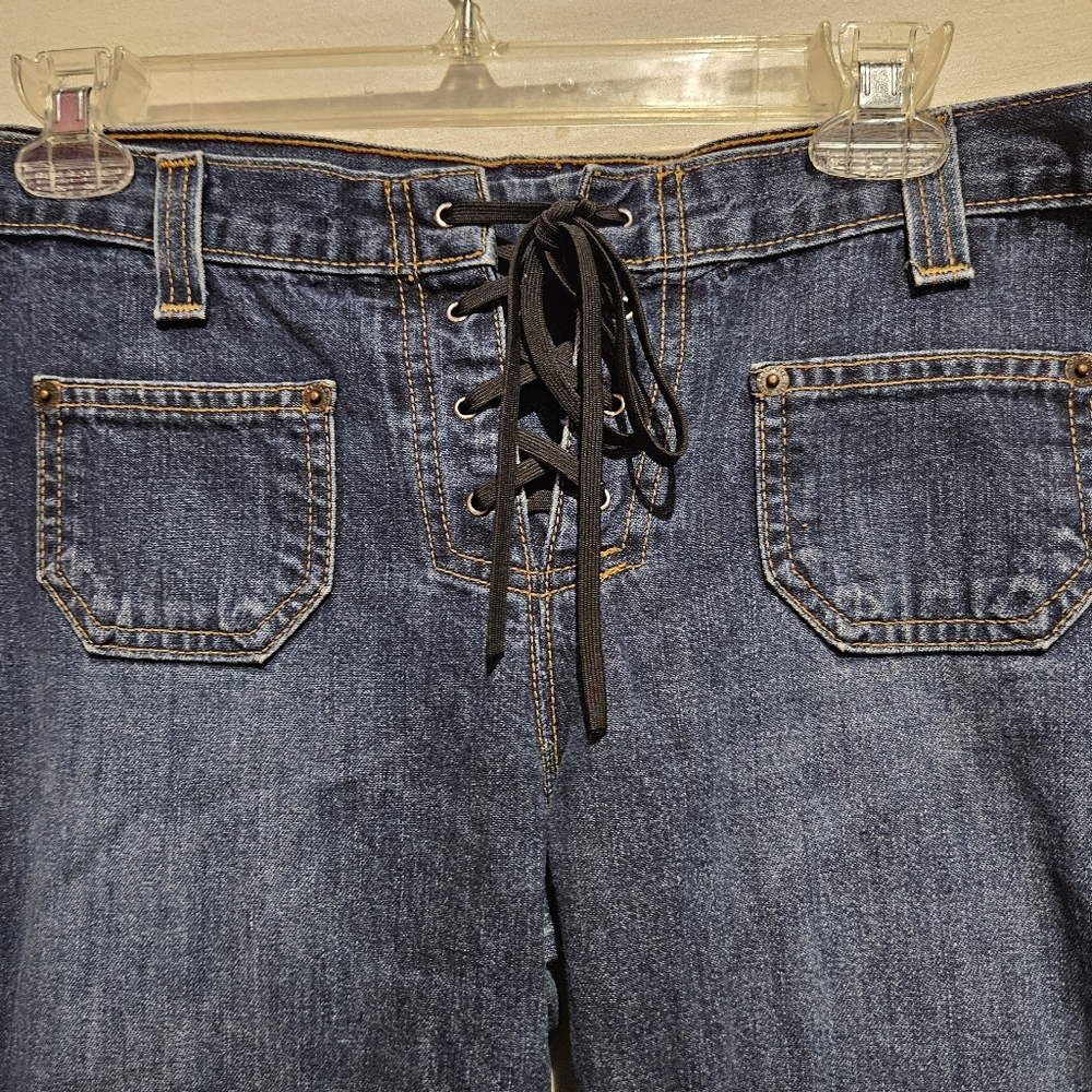 Vintage Y2K Abercrombie and Fitch Lace-Up Boot Cut Jeans Sz 10. - Picture 3 of 8